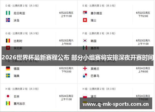 2026世界杯最新赛程公布 部分小组赛将安排深夜开赛时间 2026世界杯最新赛程公布 部分小组赛将安排深夜开赛时间